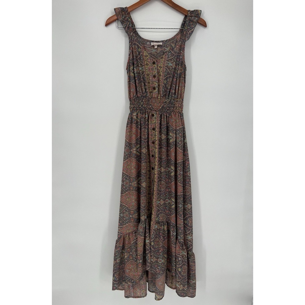 Anthropologie Boemo  Paisley Maxi Dress ‎ Smocked Waist Size S